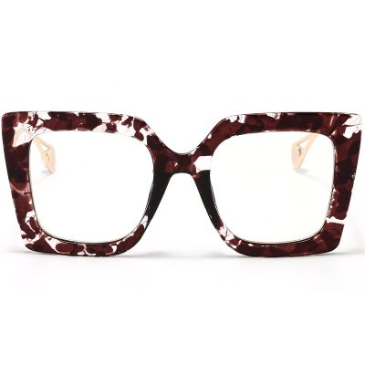 AIEYEZO Oversized Blue Light Glasses for Women, Anti Fatigue Prevent Headache Computer Eyeglasses (Brown Floral)