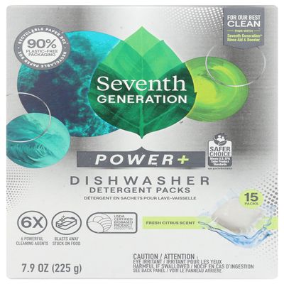 Seventh Generation Power Plus Auto Dish Detergent 15 Count, 7.9 Oz
