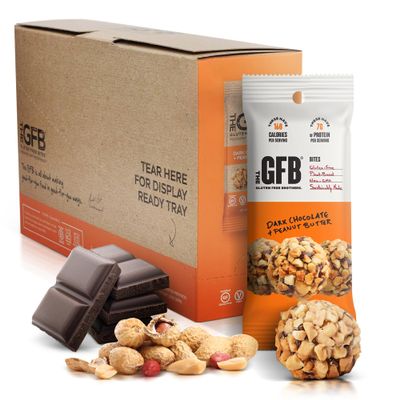 The Gluten Free Brothers Dark Chocolate Peanut Butter Bites - Gluten Free Protein Balls  Non GMO, Soy Free, Vegan  Snack Size Plant Based Protein Energy Balls, 1.2 oz (10 Count)