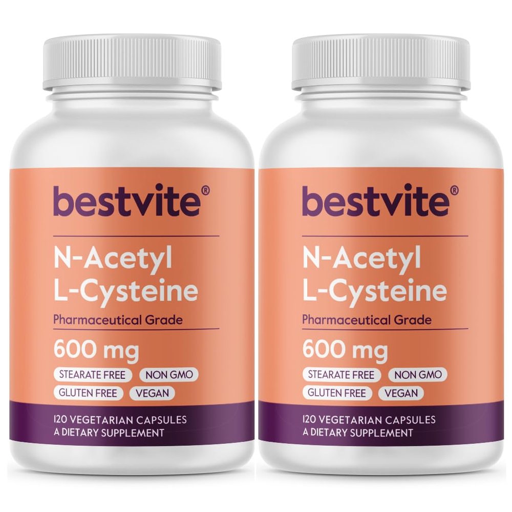 N-Acetyl L-Cysteine 600mg (NAC) (120 Vegetarian Capsules) (120 x 2) - No Stearates - Vegan - No Fillers - No Silica - No Gelatin - Gluten Free - Non GMO