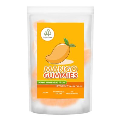 Tropical Fruit Gummies: Mango - Vegan Chewy Candy Made with Real Fruit, No Preservatives, Exotiv Flavors from Thailand - 14Oz Resealable Bag (1, Mango)