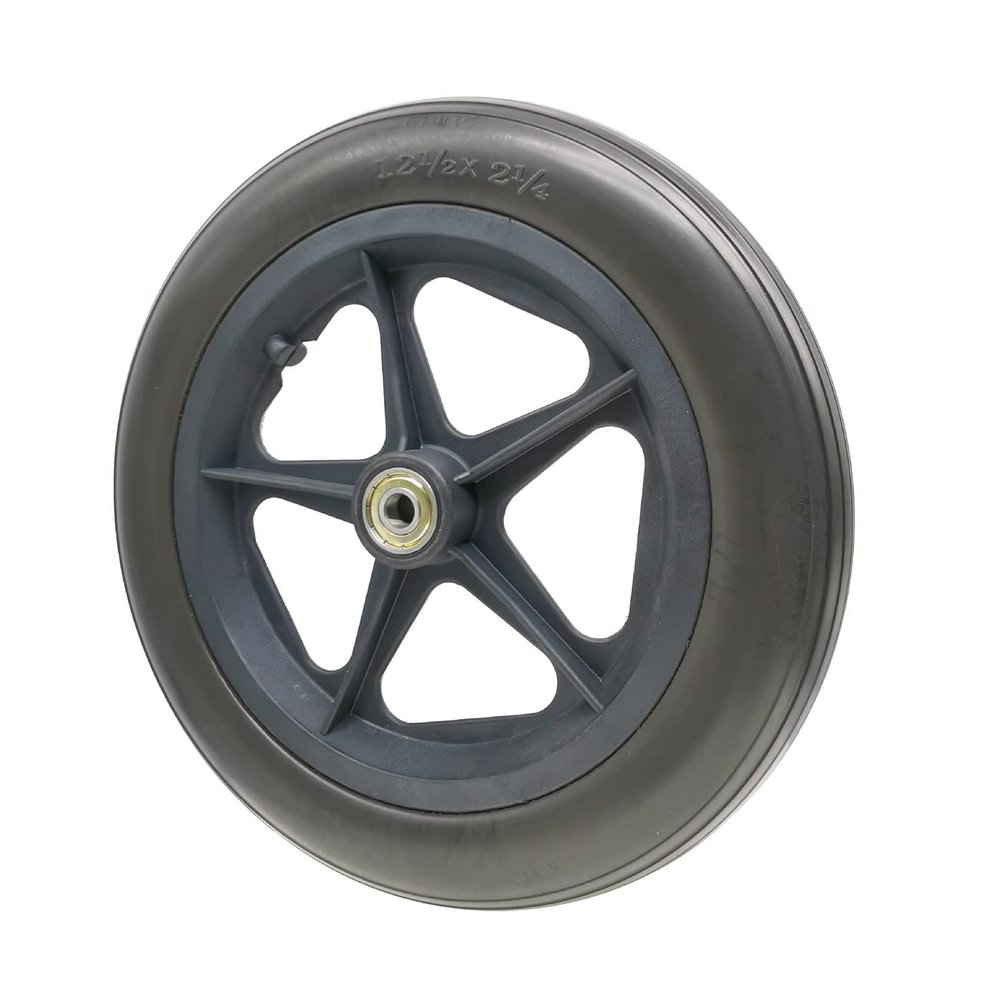 12 1/2x2 1/4, Wheelchair Replacement Wheels Parts, Wheelchair Rear Wheels Accessories, PU Solid Tires, Nylon Hub, Bearing: 12mm