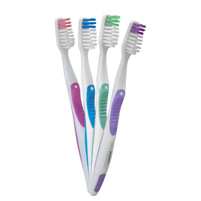 Vivid Premium Dental Oral Hygiene Soft Bristle Toothbrush, Assorted Color, Individual Wrapped - Box of 72 Pcs