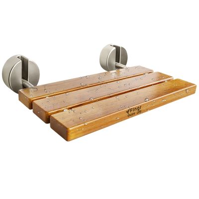 20 Inch Teak Folding Shower Bench Wall Mounted,Fold Down Shower Seat for Shower Space, Home Care Folding Teak Wood Seat for Shower, Elderly, Adults, Pregnants,Stainless Steel Frame Maximum Load 440lb