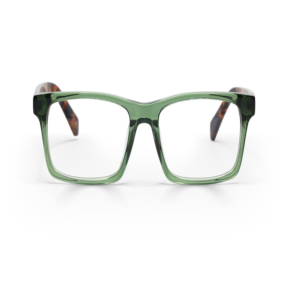 eyebobs Number Cruncher Premium Blue Light Reading Glasses for Women and Men | Rectangle Blue Light Blocking Computer Glasses | Green Crystal Front with Tortoise Temples | 3.00