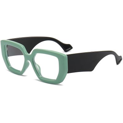 AIEYEZO Thick Frame Blue Light Glasses Men Women, Fashion Square Computer Eyeglass Anti Eyestrain & Prevent Headache (Green & Black)