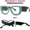 AIEYEZO Thick Frame Blue Light Glasses Men Women, Fashion Square Computer Eyeglass Anti Eyestrain & Prevent Headache (Green & Black) view 4
