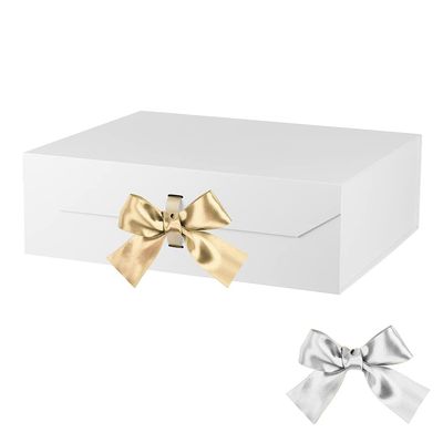 GoooodGift Extra Large White Gift Box 19x16x6 Inches, Gift Boxes with Ribbon, Gift Box with Lid Magnetic Closure, Groomsman Proposal Box, Rectangle Collapsible Boxes for Wedding Dress(Glossy White)