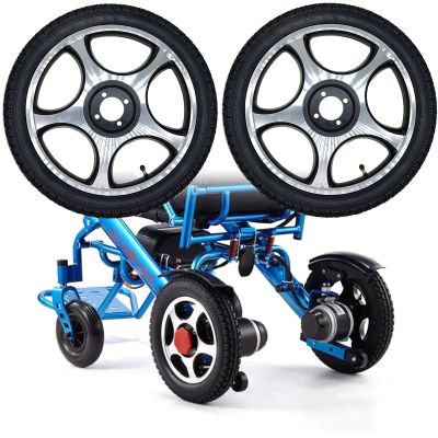 16x2.125, Wheelchair Rear Wheel Replacement Wheels Parts, 16inch Electric Wheelchair Rear Wheel Parts, Pneumatic Tires, Aluminum Alloy Hub, Fits Most Electric Wheelchairs, 1 Pair
