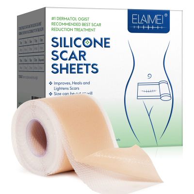 Silicone Scar Sheets (1.6x 130, 3.3M), Professional Silicone Scar Tape, Silicone Scar Strips, Reusable Scar Removal Sheets for Surgical Scars, C-Section, Surgery, Burn, Keloid, Acne