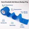 24 Pack Self Adhesive Cohesive Bandage Wrap, 2 x 5 Yards Blue Athletic Tape Pre Wrap Elastic Medical Tape Non Woven Bandage Rolls Vet Wrap for First Aid Medical, Sports, Knee, Ankle, Wrist Sprains view 3