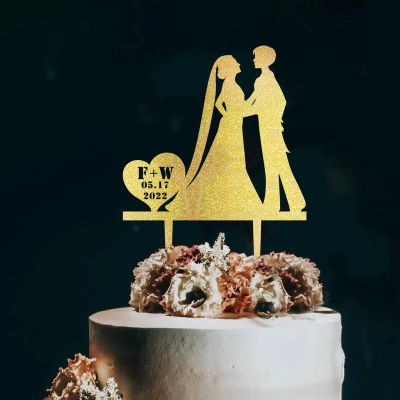 Mrs And Mrs Birthday Cupcake Topper Hearts Pet Dogs Cats Wood Cupcake Topper Picks Wedding Birthday Cake Bunting Decor Custom Glitter Gold Cake Topper for Anniversary Engagement Cake Party Decoration