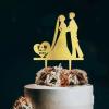 Mrs And Mrs Birthday Cupcake Topper Hearts Pet Dogs Cats Wood Cupcake Topper Picks Wedding Birthday Cake Bunting Decor Custom Glitter Gold Cake Topper for Anniversary Engagement Cake Party Decoration view 1