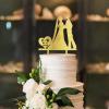 Mrs And Mrs Birthday Cupcake Topper Hearts Pet Dogs Cats Wood Cupcake Topper Picks Wedding Birthday Cake Bunting Decor Custom Glitter Gold Cake Topper for Anniversary Engagement Cake Party Decoration view 3