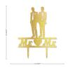 Mr & Mr Cake Topper Gay Couple Silhouette Monogram Wood Cupcake Topper Picks Wedding Birthday Decor Cute Glitter Gold Cake Accessories for Anniversary Engagement Cake Decoration view 2