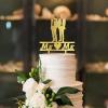 Mr & Mr Cake Topper Gay Couple Silhouette Monogram Wood Cupcake Topper Picks Wedding Birthday Decor Cute Glitter Gold Cake Accessories for Anniversary Engagement Cake Decoration view 3