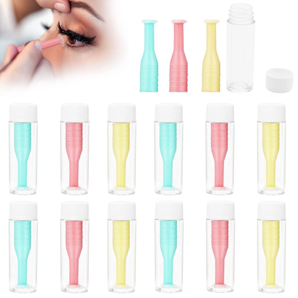 12Pcs Soft Contact Lens Remover Tool, Contact Lens Applicator Contact Remover with Plastic Bottle, Eye Contact Remover Tool Contact Plunger for Hard Contacts Soft Scleral Lenses(Pink Yellow Green)
