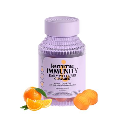 Lemme Immunity Postbiotic Gummies with Vitamin C, Vitamin D (2000 IU), Zinc, 10 Billion Postbiotic Cells, Astragalus for Immune Support - Vegetarian, Gluten Free, Sweet Orange (60 Count)