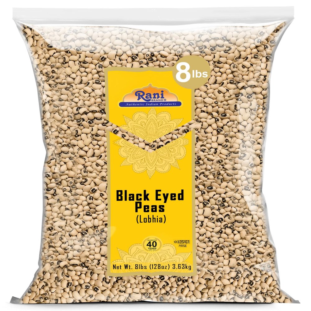 Rani Black Eyed Peas, Dried Cowpeas (Lobhia) 128oz (8lbs) 3.63kg Bulk ~ All Natural | Vegan | Kosher | Gluten Friendly | Product of USA