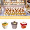 Wiaregom 50 Count 5OZ Dessert Cups with Lids and Spoons Square Plastic Dessert Cups Clear Parfait Appetizer Mini Bowls for Tasting Party Desserts Mousse Ice Cream view 4
