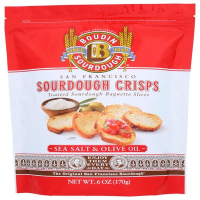 Boudin Sourdough, Crisps San Francisco Sea Salt & Olive Oil, 6 Ounce