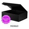 PACKGILO 1 Pcs Matte Black Extra Large Gift Box with Lid, 16.5x13x5.3 Inches, Hard Magnetic Giant Gift Boxes for Presents Clothes Robe Wedding Dress Sweater,Reusable Foldable Bridesmaid Proposal Box view 4