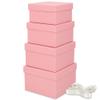 Bengnkes Pink Gift Box Small Gift Boxes with Lids for Presents 4 Packs Square Luxury Nesting Gift Boxes with 17ft Ribbon for Birthday Bridesmaid Wedding Christmas Proposal view 1