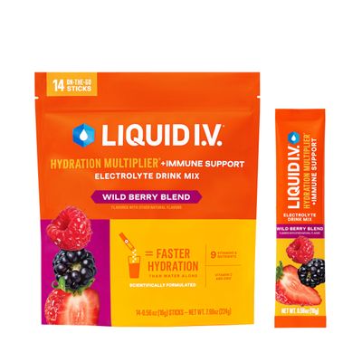 Liquid I.V. Hydration Multiplier +Immune Support - Wild Berry Blend | Electrolyte Powder Drink Mix | 1 Pack (14 Servings)