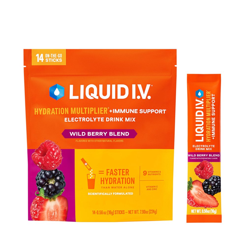 Liquid I.V. Hydration Multiplier +Immune Support - Wild Berry Blend | Electrolyte Powder Drink Mix | 1 Pack (14 Servings)