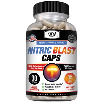 Kaya Naturals - Nitric Blast Potent All-Natural Herbal Supplement for Maximum Health Benefits | Pre-Workout | Increased Energy | Improved Nighttime Performance (30 Count (Pack of 1)