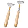 Aznrszy 2Pcs Back Scratchers, Metal Extendable BackScratchers for Adults Kids 2 Sizes Long 20 & 24 (Inches), Rake Claw/Wooden Handle/Massage Roller, Portable Head Body Scratcher Massagers view 1