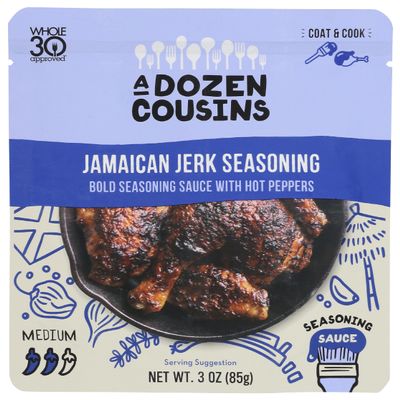 A Dozen Cousins Jamaican Jerk Entree Seasoning Sauce, Non GMO, Gluten Free, 3 Ounce (Pack of 10)
