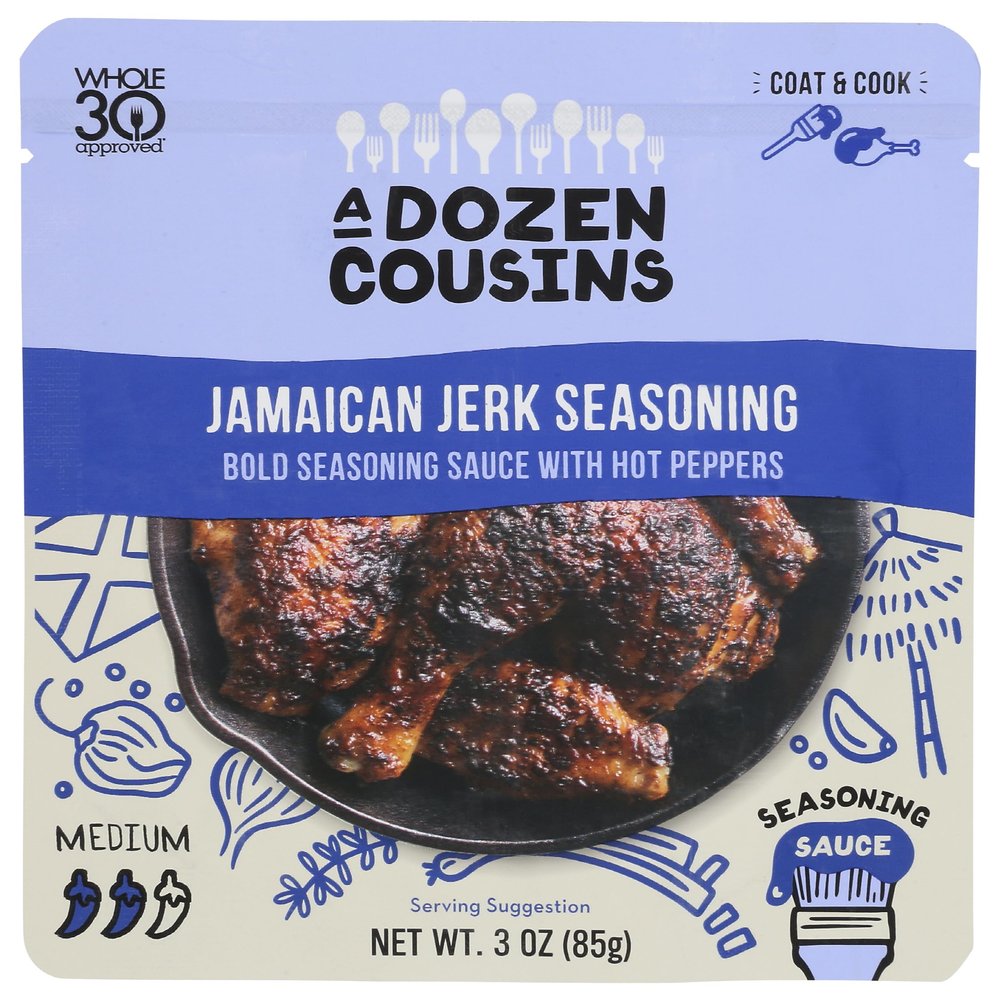 A Dozen Cousins Jamaican Jerk Entree Seasoning Sauce, Non GMO, Gluten Free, 3 Ounce (Pack of 10)