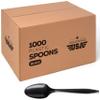 1000 Plastic Spoons Black Medium Weight | Plastic Cutlery Disposable Teaspoons Utensils | Bulk Durable Plasticware Cutlery | Great For Celebrations, Parties, Travels, Events, And Everyday Use view 1