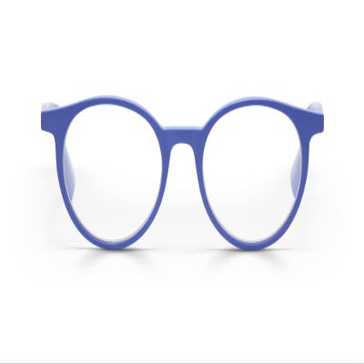 eyebobs Case Closed Premium Blue Light Reading Glasses for Women and Men | Round Blue Light Blocking Computer Glasses | Blue Front and Temples | 3.50
