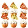 18pcs Gold Glitter Dessert Cupcake Topper Fast Food Pizza Party Theme Decor Supplies Baby Shower Boys Girls Happy Birthday Decorations view 1