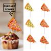 18pcs Gold Glitter Dessert Cupcake Topper Fast Food Pizza Party Theme Decor Supplies Baby Shower Boys Girls Happy Birthday Decorations view 2
