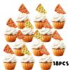 18pcs Gold Glitter Dessert Cupcake Topper Fast Food Pizza Party Theme Decor Supplies Baby Shower Boys Girls Happy Birthday Decorations view 3
