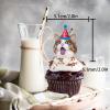 18pcs Glitter the Cat Head Dessert Cupcake Topper Pick for Cute Lovely Cat Theme Decorations Baby Shower Boys Girls Happy Birthday Party Decor Supplies view 2