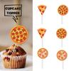 18pcs Gold Glitter Pizza Party Dessert Cupcake Topper Fast Food Theme Decor Supplies Baby Shower Boys Girls Happy Birthday Decorations view 2