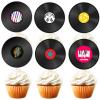 18pcs Black Glitter Dessert Cupcake Topper Retro 50s 60s CD Theme Theme Decor Supplies Happy Birthday Rock Roll Music Party Decorations view 1