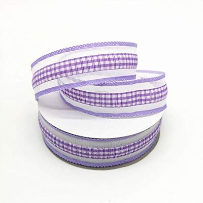 HZLXF1 5 Yards 25mm Ribbon Wedding Party Decoration Plaid Organza Ribbon Suitable for Gift Wrapping Hair Bows DIY Christmas Ribbon (Color : Purple)