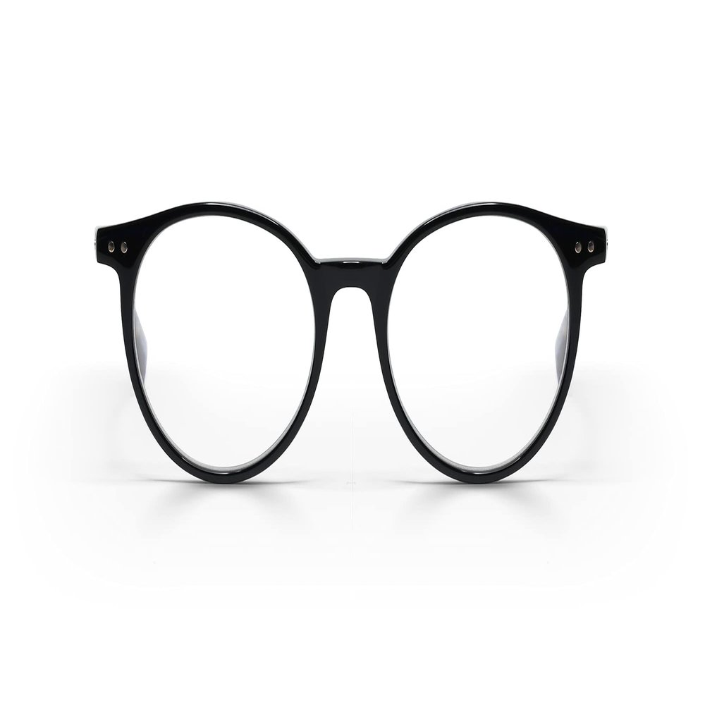 eyebobs Case Closed Premium Blue Light Reading Glasses for Women and Men | Round Blue Light Blocking Computer Glasses | Black & Horn Front and Temples | 2.50