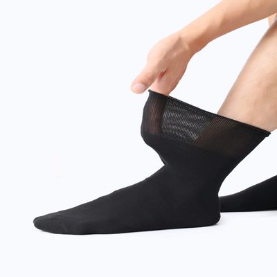 Polawind Mens Diabetic Socks Size 10-13 Wide Loose top Men's Edema Neuropathy Ankle Socks for Men Loose Extra Wide Non Binding Diabetes Sock 1 & 3 & 6 Pair Packs (3 Pair, Black)