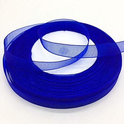 HZLXF1 50 Yards 10mm Ribbon Wedding Party Decoration Organza Ribbon Suitable for Gift Wrapping Hair Bows DIY Christmas Ribbon (Color : Blue)