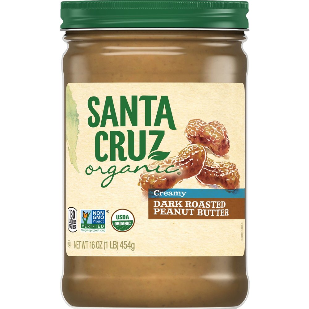 Santa Cruz Organic Dark Roasted Creamy Peanut Butter, 16 Ounce (Pack of 6)