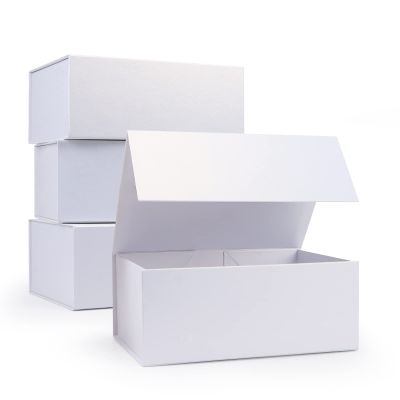 Giftgarden 4 Pack 9.5x7x4 White Gift Boxes with Magnetic Lids, Collapsible Gift Wrap Box Magnet Clourse for Presents, Mothers Day, Birthday, Wedding, Bridesmaid Groomsman Proposal Box