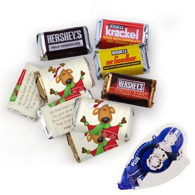 220pcs Christmas Candy DIY Party Favors Miniatures Chocolate, Personalized Mini Wrappers & Glue Tape Kit - Reindeer