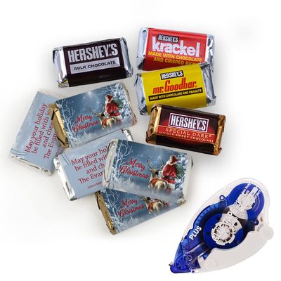 220pcs Christmas Candy DIY Party Favors Miniatures Chocolate, Personalized Mini Wrappers & Glue Tape Kit - Starry Night Santa Claus