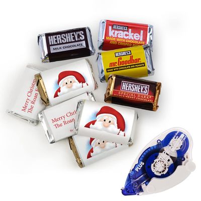220pcs Christmas Candy DIY Party Favors Miniatures Chocolate, Personalized Mini Wrappers & Glue Tape Kit - Santa Claus